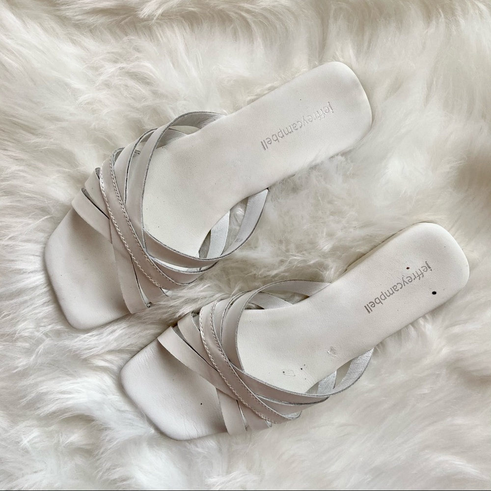 Jeffrey Campbell Amarra White Square Toe Sandal 8